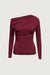 Gathered off shoulder top in burgundy — main image