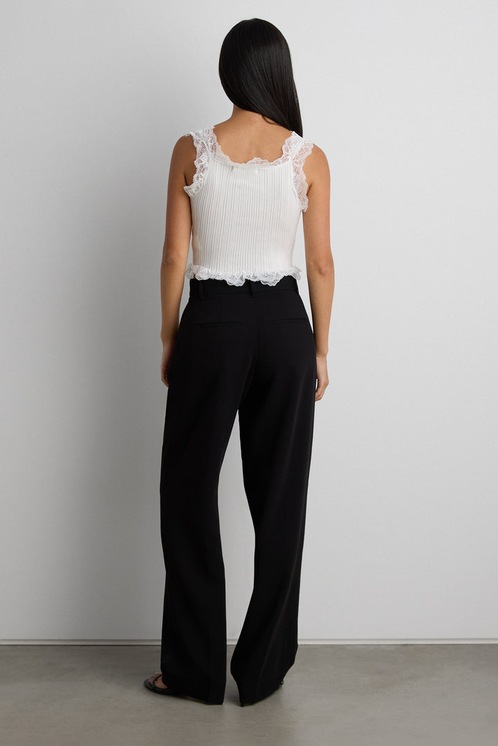 RUFFLED LACE TANK TOP in White — alternate angle