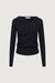 Long sleeve gathered neck top in black — main image
