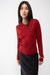 Long sleeve gathered neck top in burgundy — main image