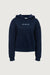 Fleece studio bow graphic hoodie in navy blue — main image