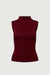 Fitted mockneck tank top in cabernet — main image