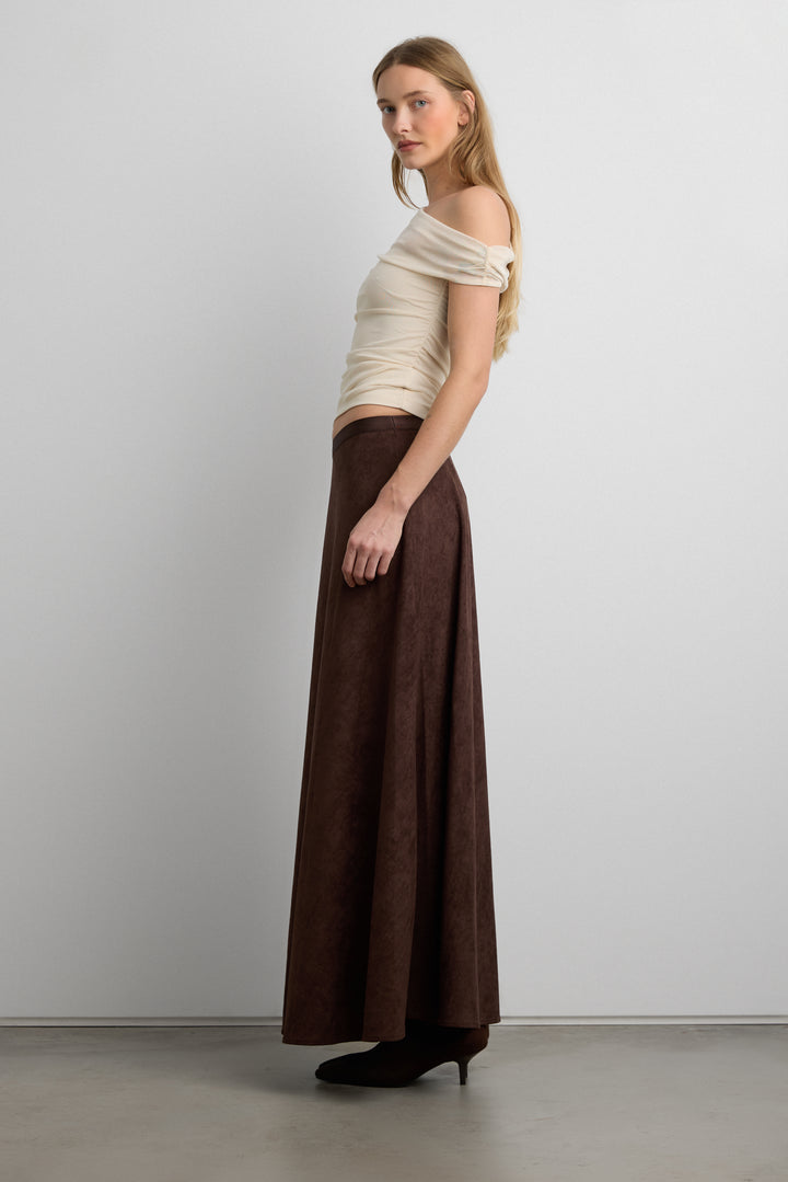 OFF THE SHOULDER LAYERED MESH TOP in FOG MOONBEAM — alternate angle