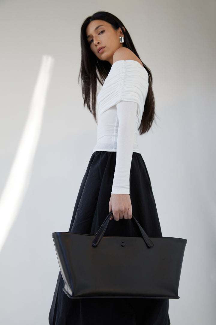 OFF THE SHOULDER FOLD-OVER TOP in Ivory — alternate angle