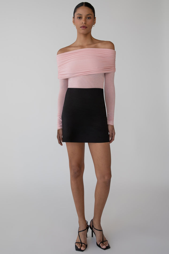 OFF THE SHOULDER FOLD-OVER TOP in Pink — alternate angle