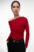 Off the shoulder ruched top in red — main image