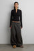 Fitted half zip mockneck long sleeve top in black — main image
