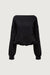 Fleece studio off shoulder bubble hem sweatshirt in black — main image