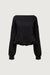 Fleece studio off shoulder bubble hem sweatshirt in black — main image