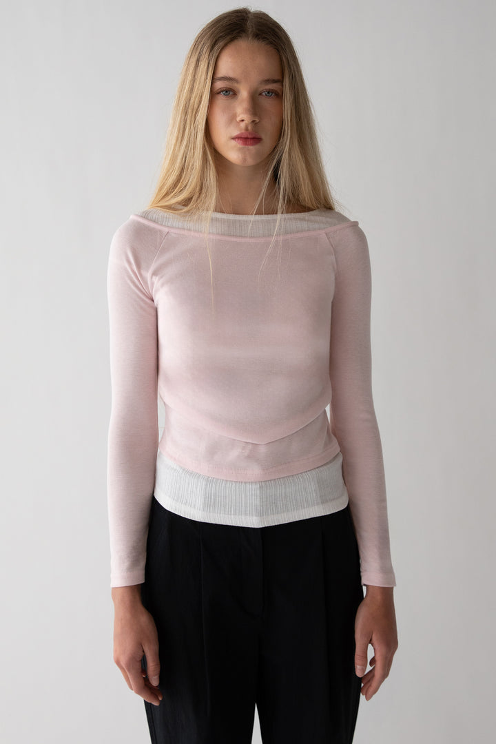 LAYERED BOAT NECK TOP