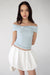 Off the shoulder bow top in light blue — main image