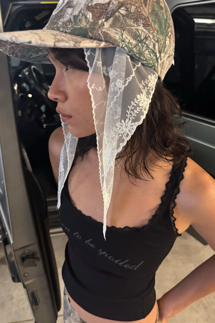 SPOILED LACE TRIM TANK TOP in Black — alternate angle