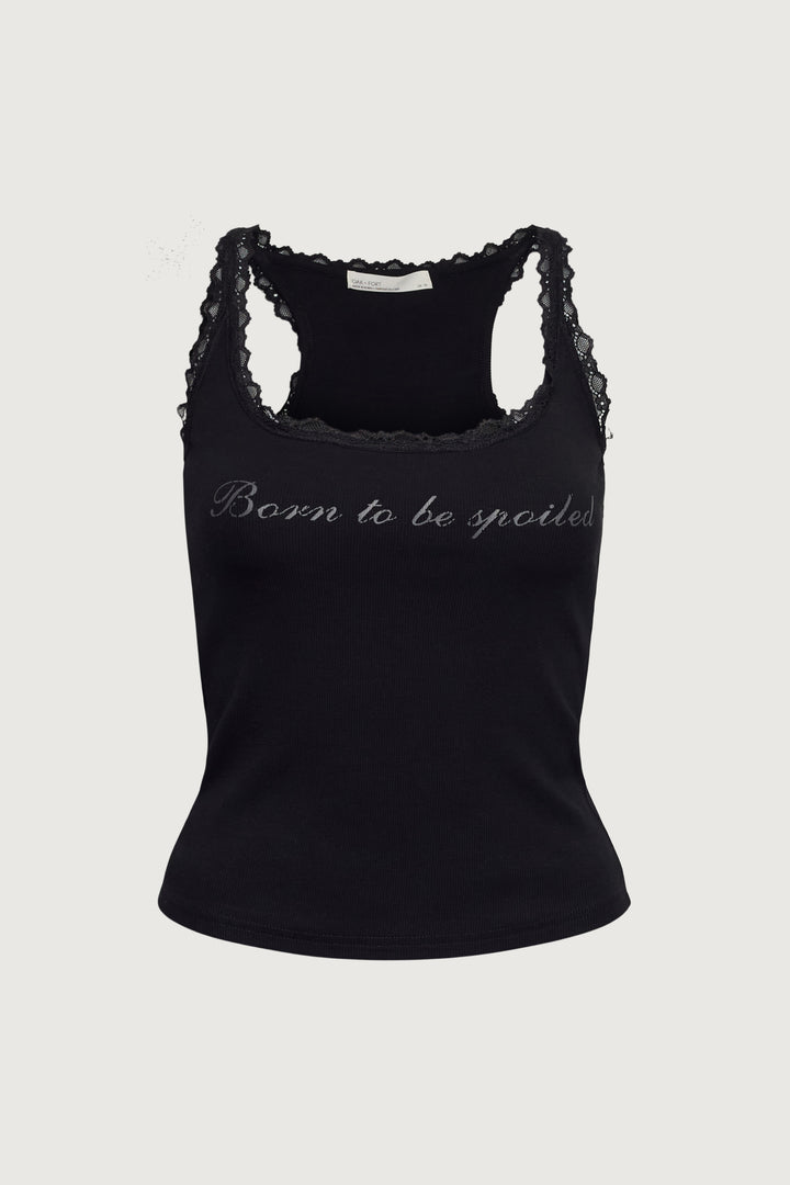SPOILED LACE TRIM TANK TOP in Black — alternate angle