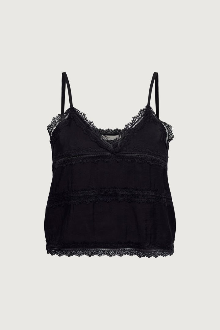 TIERED LACE CAMI TOP in Black — alternate angle