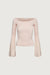 Off the shoulder trumpet sleeve top in pink — main image