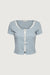 Layered lace bow top in sky blue — main image