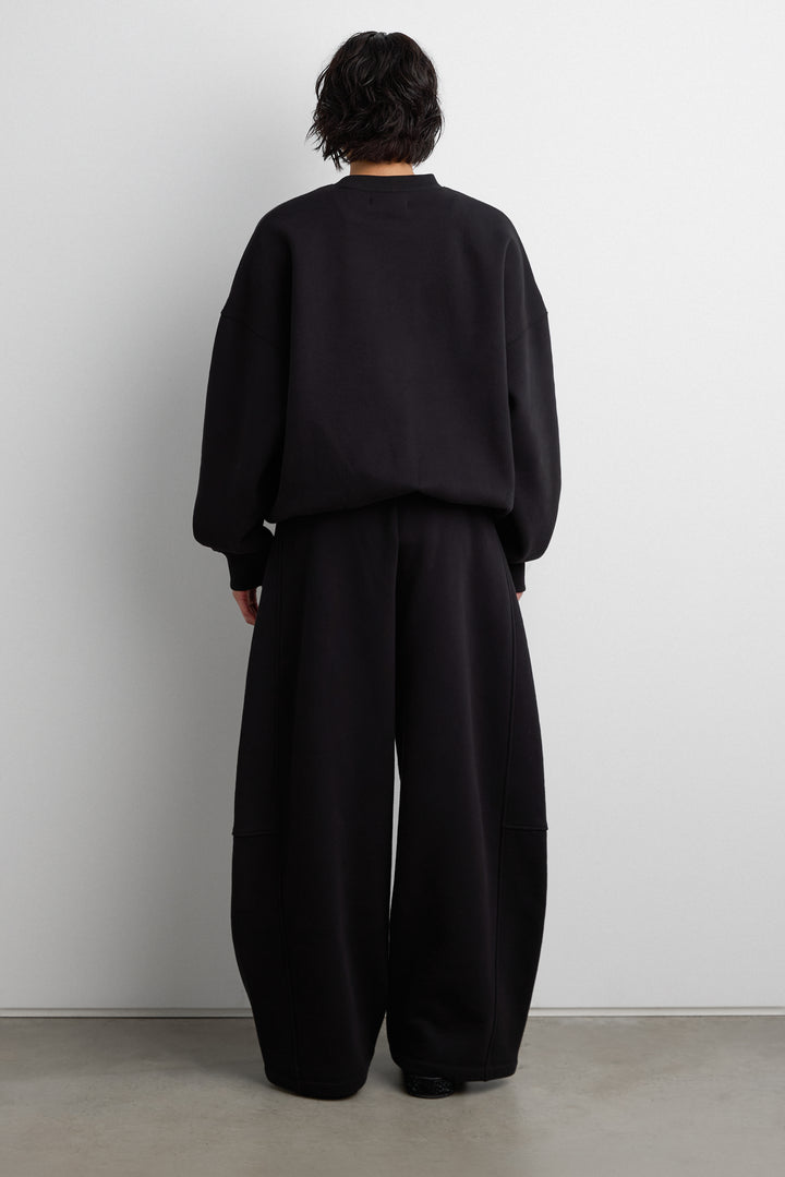 FLEECE STUDIO CREWNECK SWEATSHIRT WITH POCKETS in Black — alternate angle