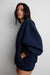 Fleece studio crewneck sweatshirt with pockets in navy blazer — main image