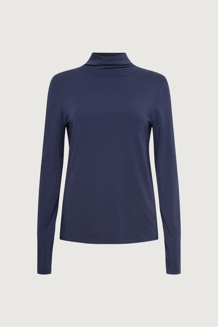MOCKNECK TOP in Navy Blue — alternate angle
