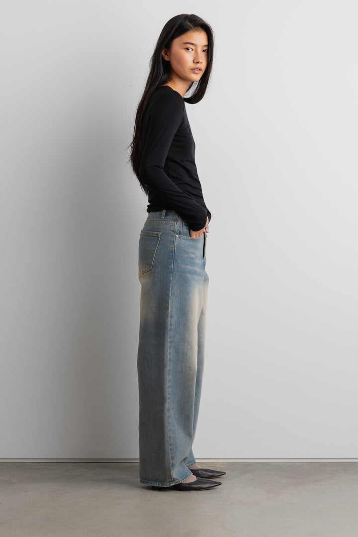 SOFT CLASSIC LONG SLEEVE TOP in Black — alternate angle