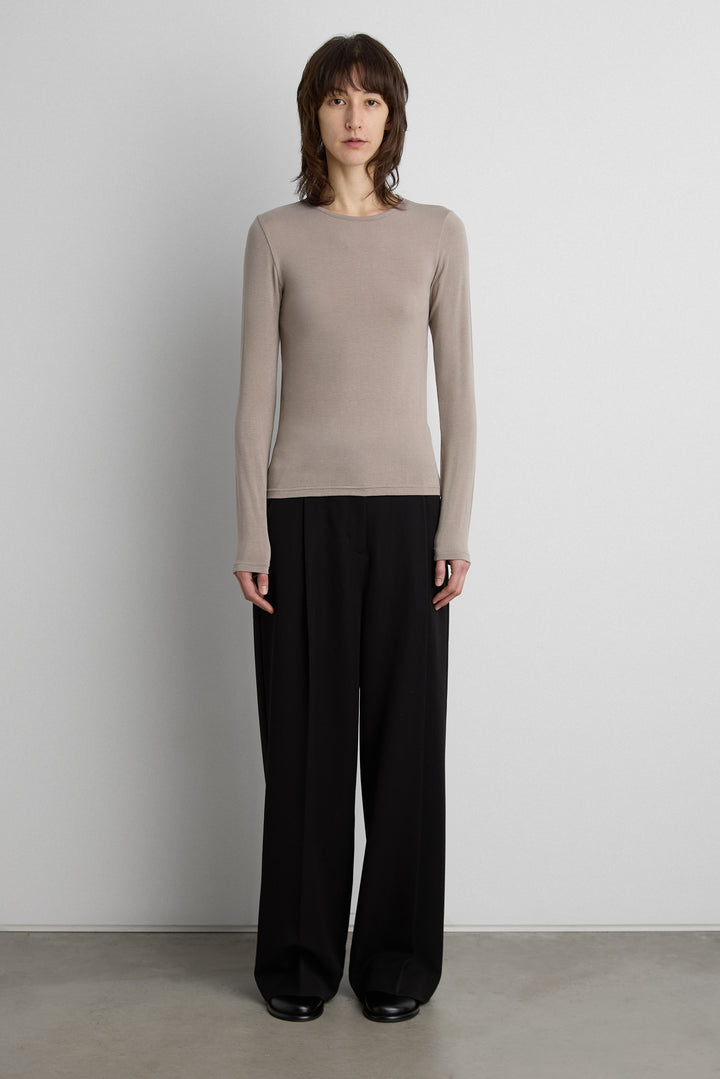 SOFT CLASSIC LONG SLEEVE TOP in Brindle — alternate angle