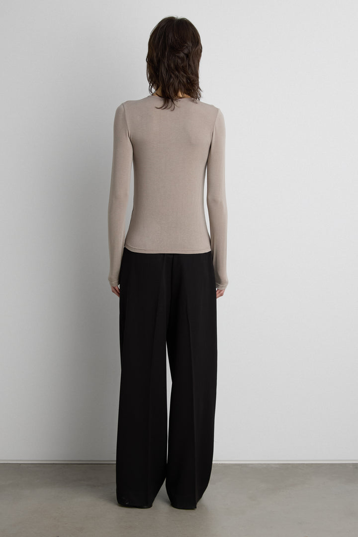 SOFT CLASSIC LONG SLEEVE TOP in Brindle — alternate angle