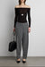 Sheer lightweight off the shoulder top in black — main image