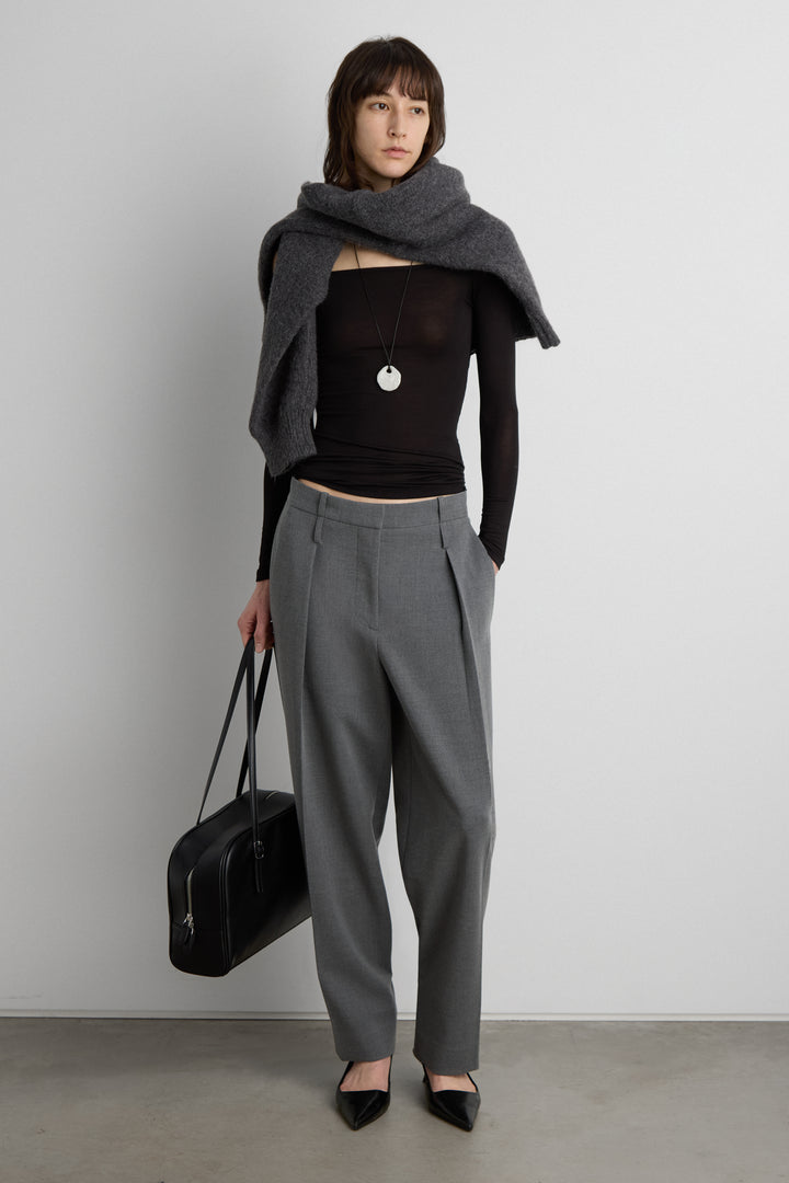 SHEER LIGHTWEIGHT OFF THE SHOULDER TOP in Black — alternate angle