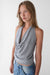 Braided back cowl tank top in medium grey — main image