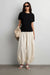 Knit short sleeve ruched waist top in black — main image