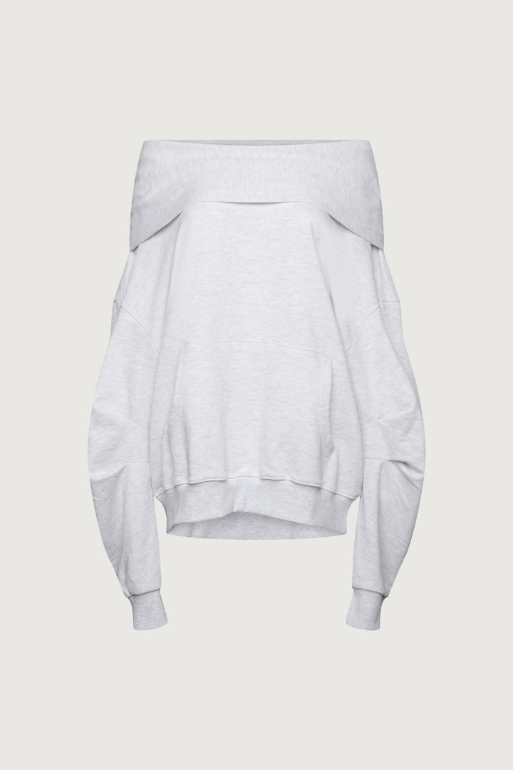 SLOUCHY OVERSIZED HOODIE in Melange Grey — alternate angle
