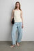 Halter open back tank top in cream — main image