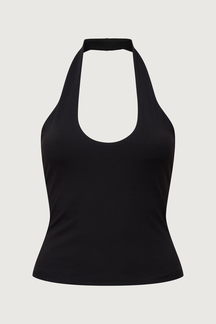 HALTER NECK TANK TOP in Black — alternate angle