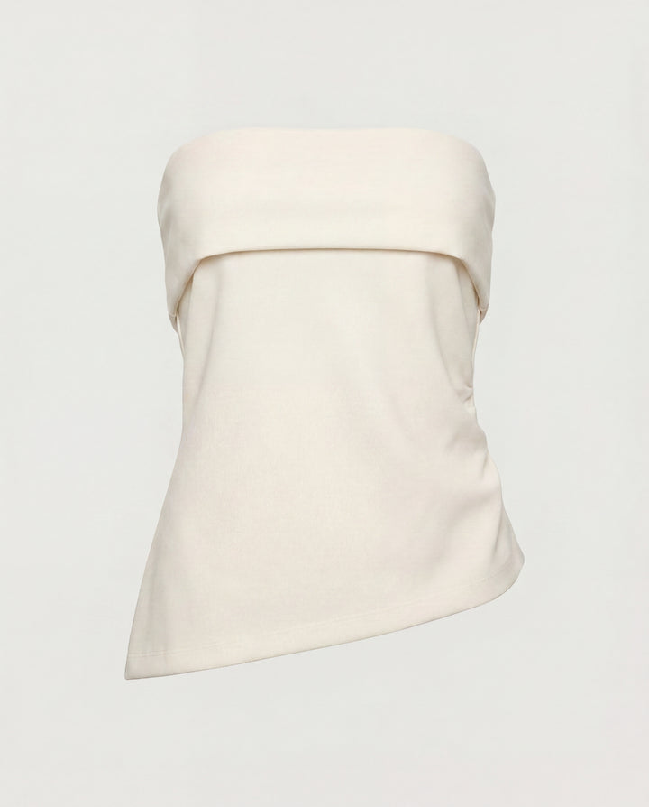 FOLD OVER TUBE TOP in Cream — alternate angle