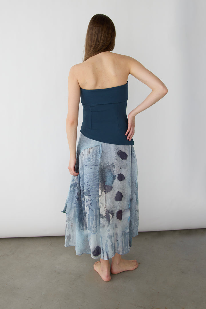 FOLD OVER TUBE TOP in Midnight Navy — alternate angle