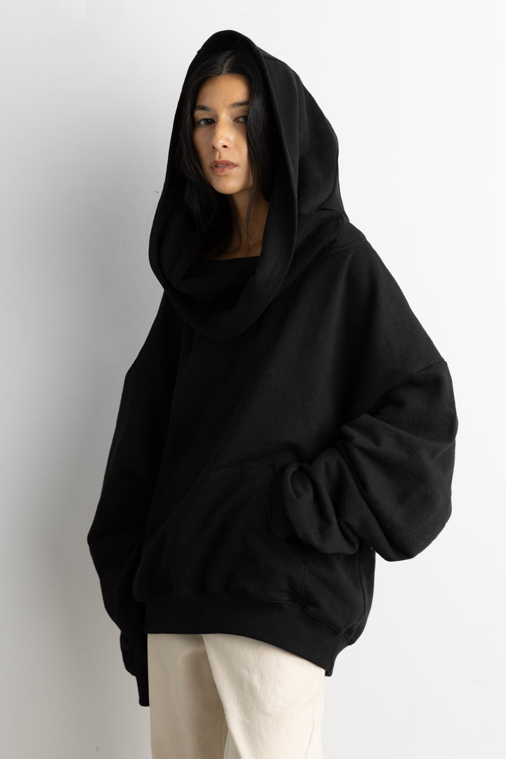 SLOUCHY OVERSIZED HOODIE in Black — alternate angle