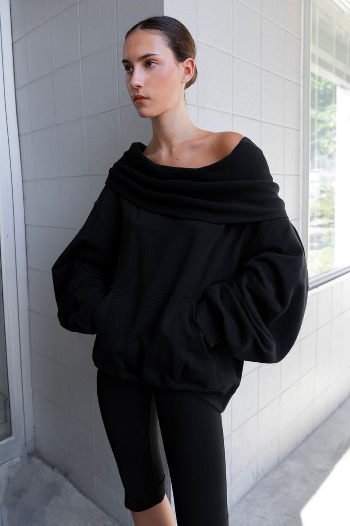 SLOUCHY OVERSIZED HOODIE in Black — alternate angle