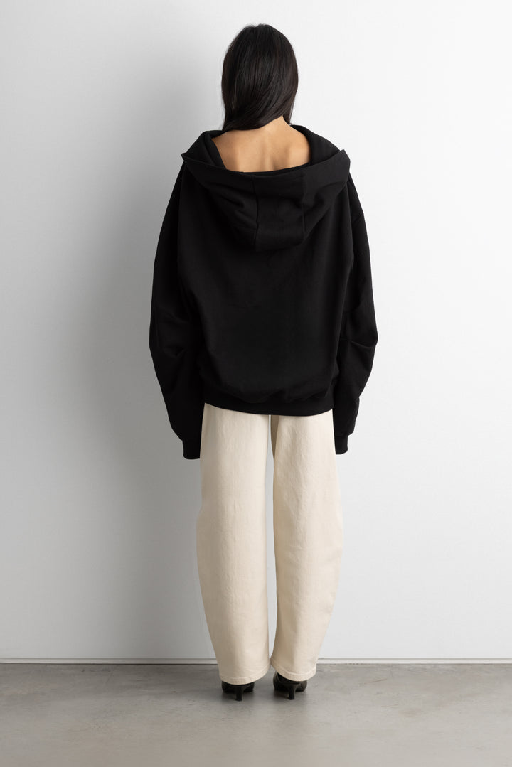 SLOUCHY OVERSIZED HOODIE in Black — alternate angle