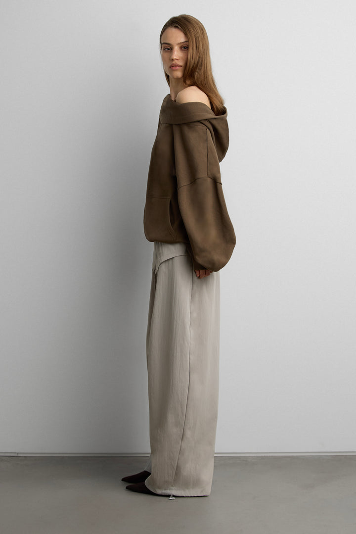 SLOUCHY OVERSIZED HOODIE in CANTEEN — alternate angle