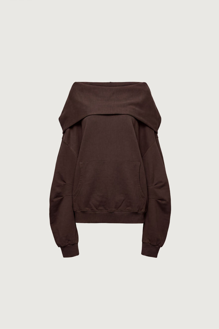SLOUCHY OVERSIZED HOODIE in Chocolate Martini — alternate angle