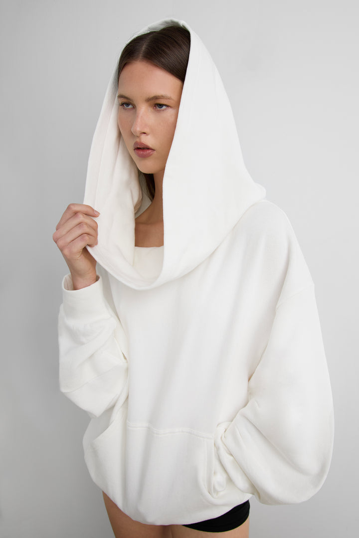 SLOUCHY OVERSIZED HOODIE in Cream — alternate angle