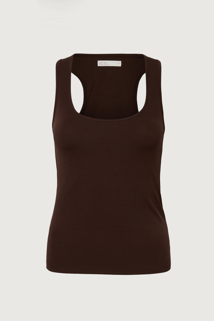 SCOOP NECK CROPPED TANK TOP in Coffee Bean — alternate angle