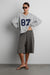 Graphic print v-neck long sleeve in medium heather grey — main image