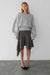 Fleece studio cinched waist off the shoulder sweatshirt in medium heather grey — main image
