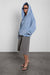 Garment dyed slouchy off the shoulder hoodie in gd blue — main image