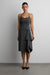 Woven print halter neck tank with open back in grey plaid — main image