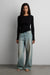Cotton modal fitted long sleeve top in black — main image