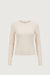 Cotton modal fitted long sleeve top in cream — main image