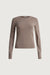 Cotton modal fitted long sleeve top in moon rock — main image