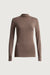 Cotton modal slim fit turtleneck top in brown lentil — main image